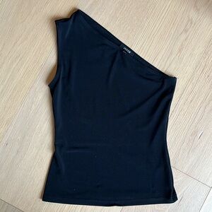 EUC Jacob XS one shoulder black asymmetrical top. Y2k fashion! Slight crop.